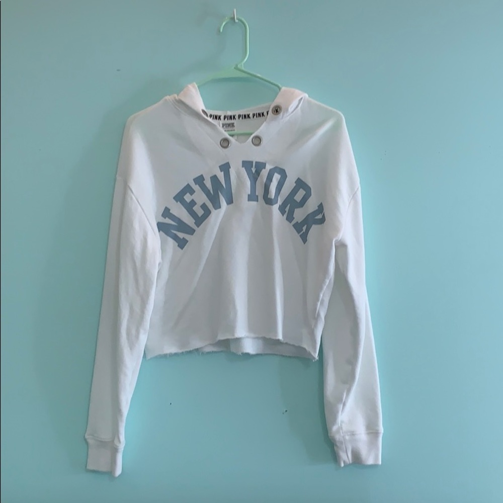 PINK cropped hooded sweatshirt